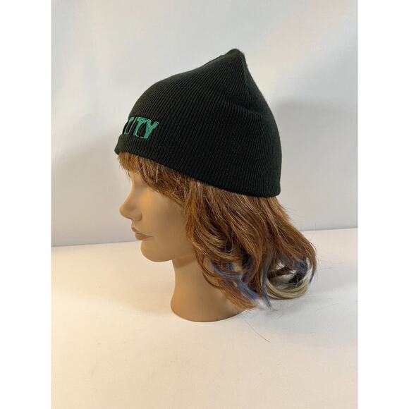 Rare Black Ribbed Beanie Hat with "IDENTITY" Embroidery - One Size - Picture 3 of 5